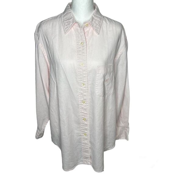 Lauren Ralph Lauren Linen Button Up Long Sleeve Pale Pink Men Shirt Sz 14 - Picture 1 of 11